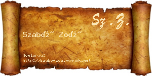 Szabó Zoé névjegykártya